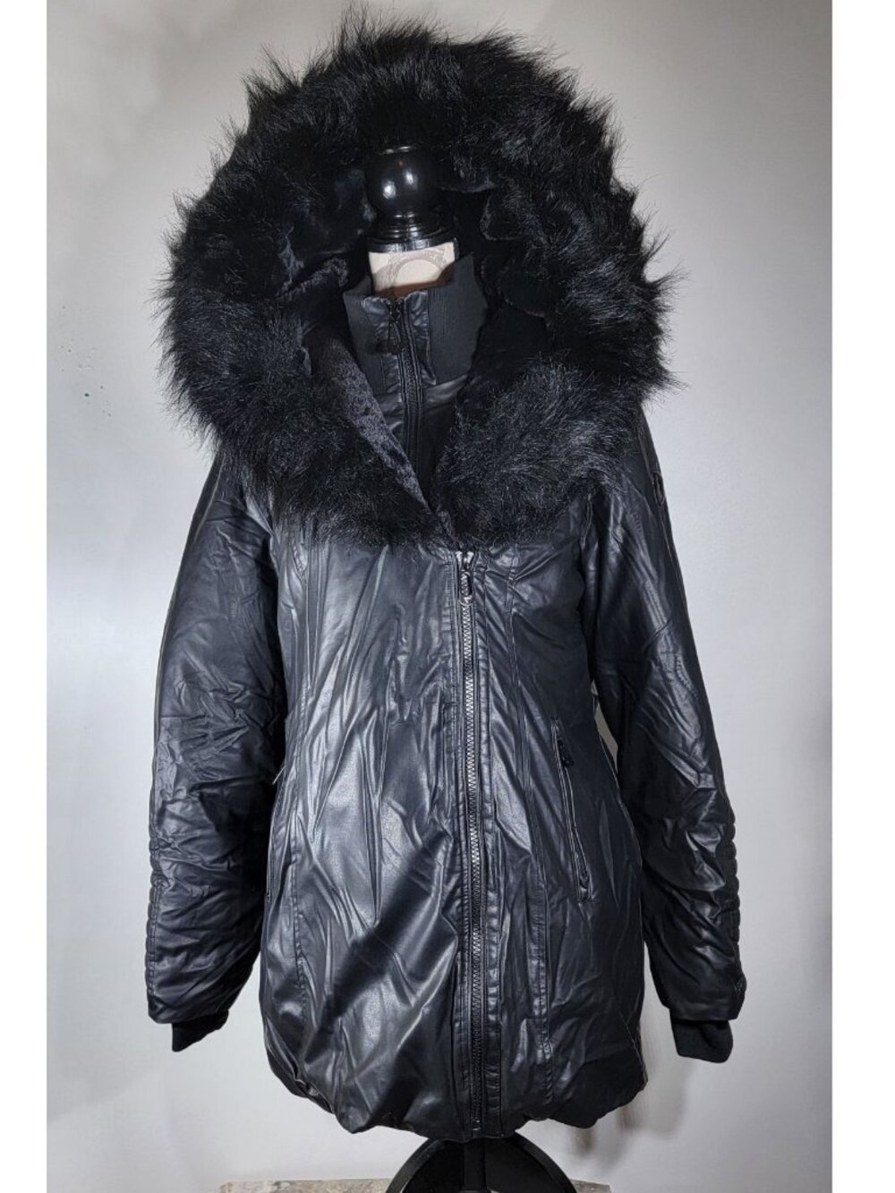 Noize 100% polyurethane Hooded Puffer Coat, Black, Womens Size XL/Tall Girl